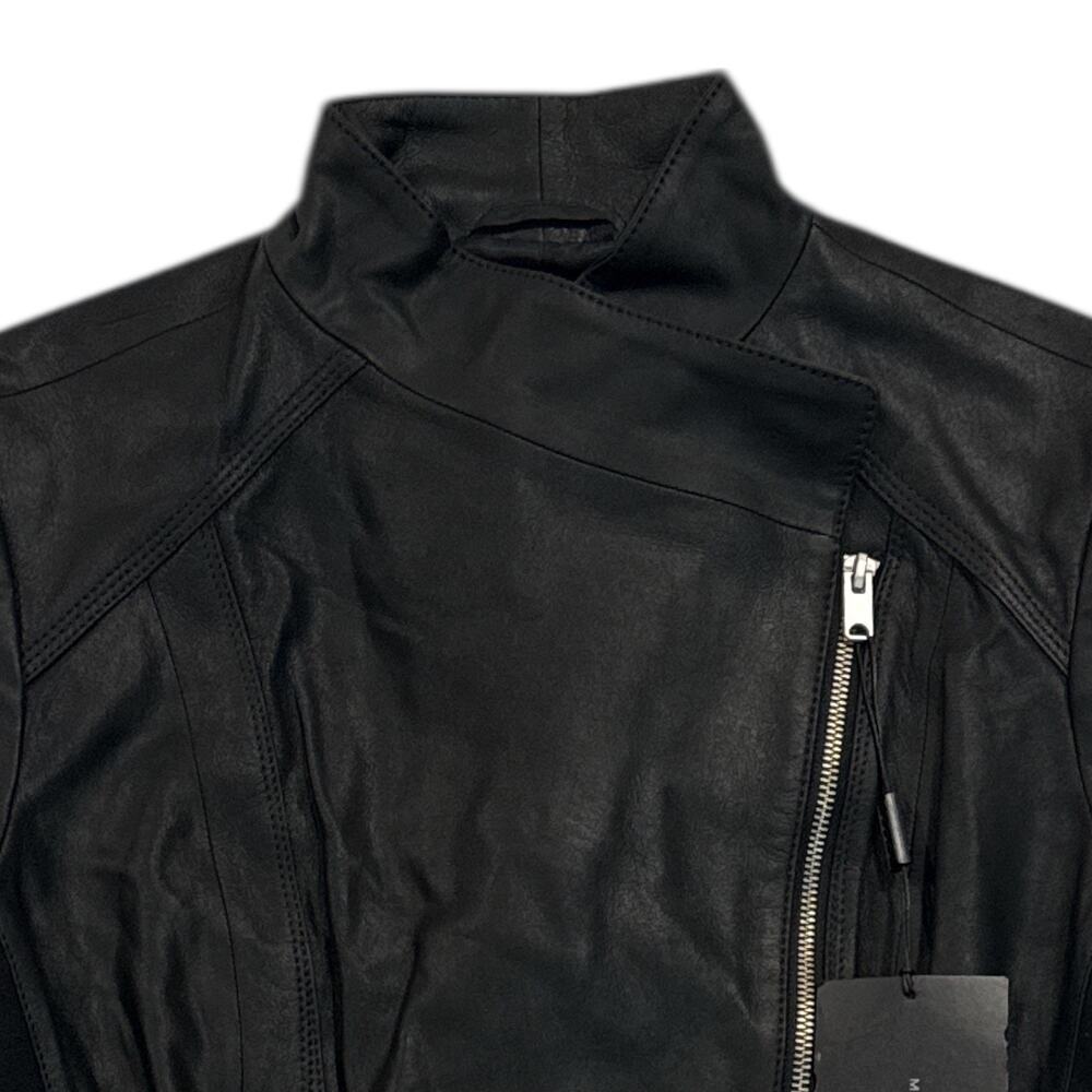 Andrew Marc Felix Leather Moto Jacket Women’s XL Black Asymmetrical Zip - Picture 3 of 11